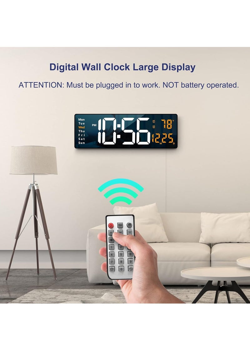 ARNOTEC - Digital Wall Clock Large Display, 16.2 Inch Large Wall Clocks, Modern LED Digital Clock with Remote Control for Living Room Decor, Automatic Brightness Dimmer Big Clock with Date Week Temperature - Image 1