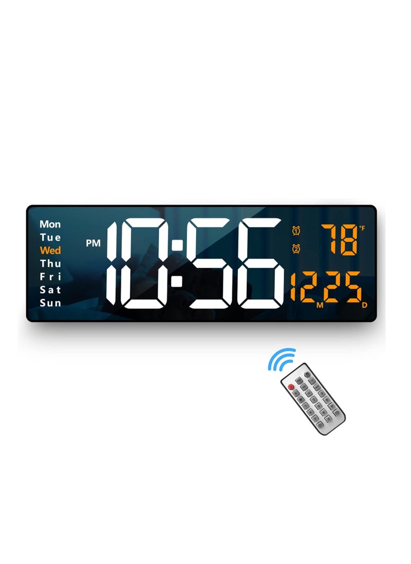ARNOTEC - Digital Wall Clock Large Display, 16.2 Inch Large Wall Clocks, Modern LED Digital Clock with Remote Control for Living Room Decor, Automatic Brightness Dimmer Big Clock with Date Week Temperature - Image 1