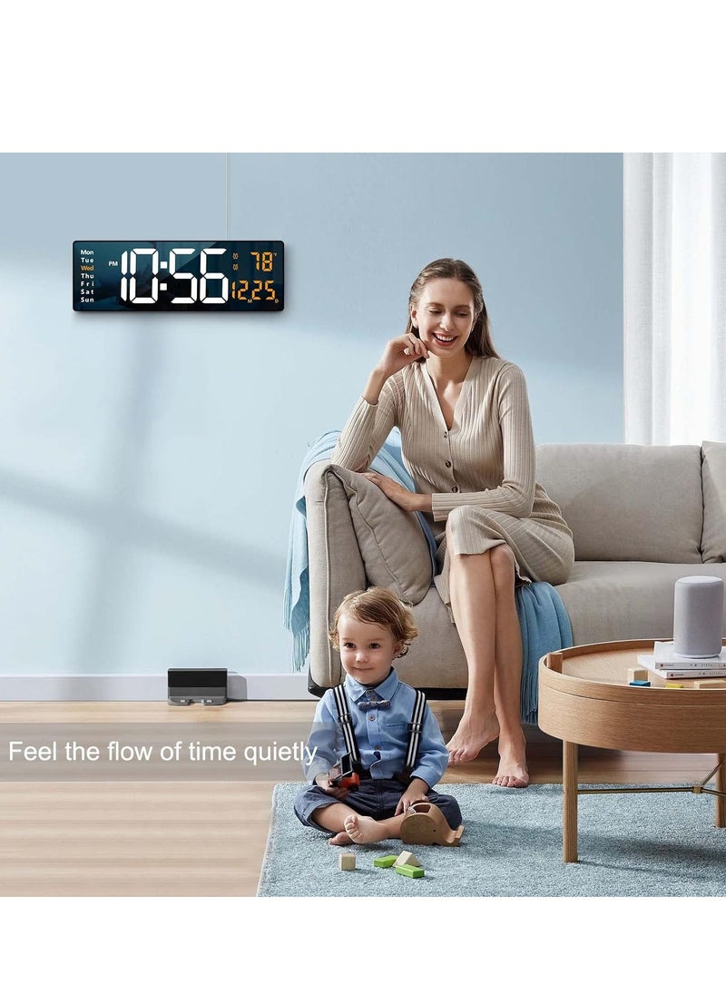 ARNOTEC - Digital Wall Clock Large Display, 16.2 Inch Large Wall Clocks, Modern LED Digital Clock with Remote Control for Living Room Decor, Automatic Brightness Dimmer Big Clock with Date Week Temperature - Image 1
