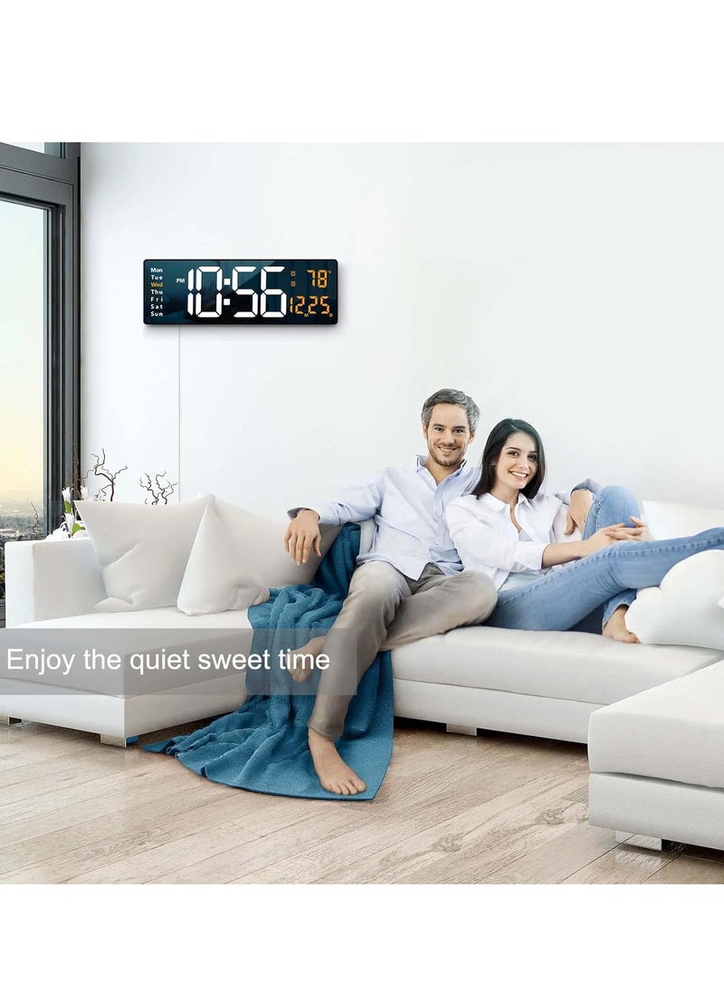 ARNOTEC - Digital Wall Clock Large Display, 16.2 Inch Large Wall Clocks, Modern LED Digital Clock with Remote Control for Living Room Decor, Automatic Brightness Dimmer Big Clock with Date Week Temperature - Image 1