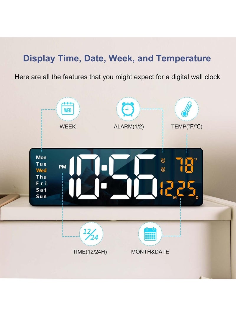 ARNOTEC - Digital Wall Clock Large Display, 16.2 Inch Large Wall Clocks, Modern LED Digital Clock with Remote Control for Living Room Decor, Automatic Brightness Dimmer Big Clock with Date Week Temperature - Image 1