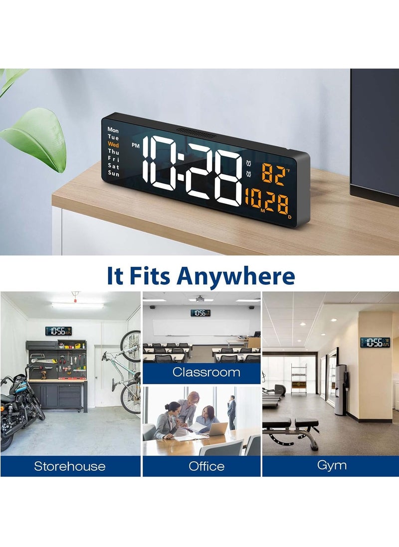 ARNOTEC - Digital Wall Clock Large Display, 16.2 Inch Large Wall Clocks, Modern LED Digital Clock with Remote Control for Living Room Decor, Automatic Brightness Dimmer Big Clock with Date Week Temperature - Image 1