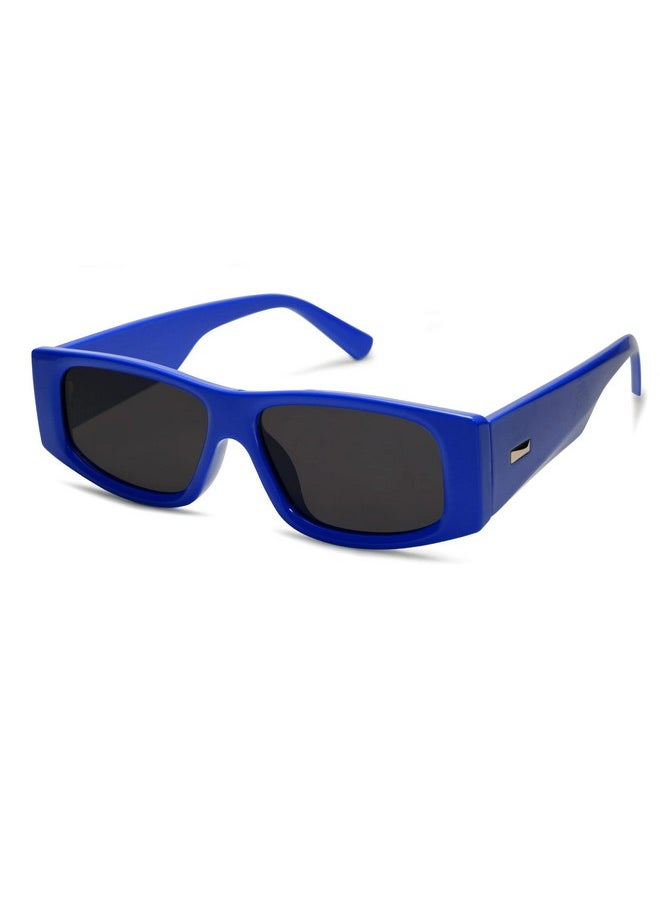 Sojos Retro Trendy Rectangle Polarized Sunglasses 80S 90S Y2K Stylish Designer Sunnies Sj2228 Dark Blue Grey  - Image 1