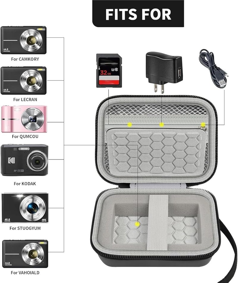 Comecase حقيبة حمل وحماية لكاميرا رقمية، أبرغ بيست 21 ميغابكسل 2.7" LCD قابلة للشحن HD / كوداك بيكس برو / كانون باور شوت ELPH 180/190 / سوني DSCW800 / DSCW830 للرحلات - أسود - Image 2