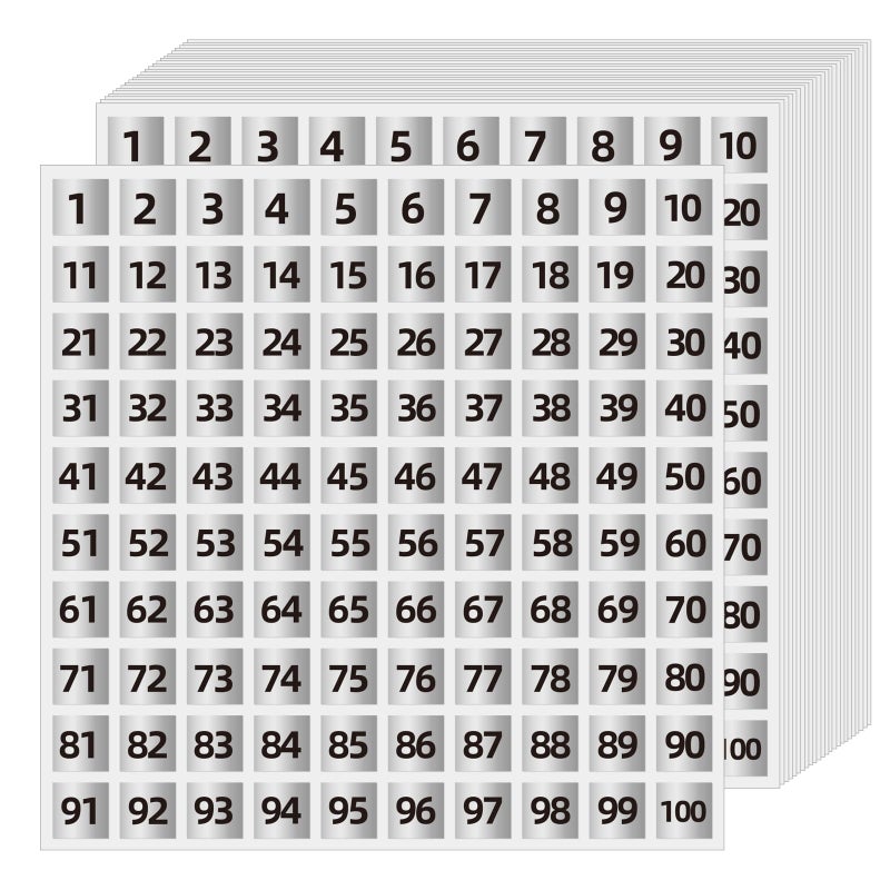 STARLIBOO 1 to 100 Consecutive Number Stickers, 0.4 inch Square Small Number Stickers Labels for Inventory, Storage, Organizing, Boxes, Bins, Toolbox, Locker (3000 Labels, Matte Silver) - Image 1
