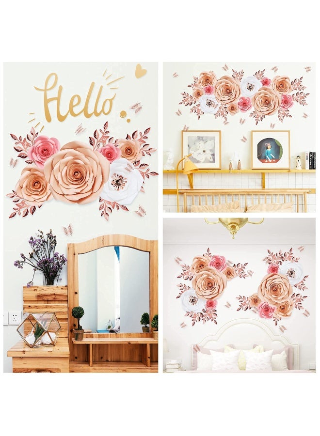 Pardecor Paper Flowers Decorations for Wall Large 3D Artificial Fake Flower Wall Decor Baby Girl Boy Nursery Room Bridal Shower Wedding Centerpiece Party Backdrop - Image 4