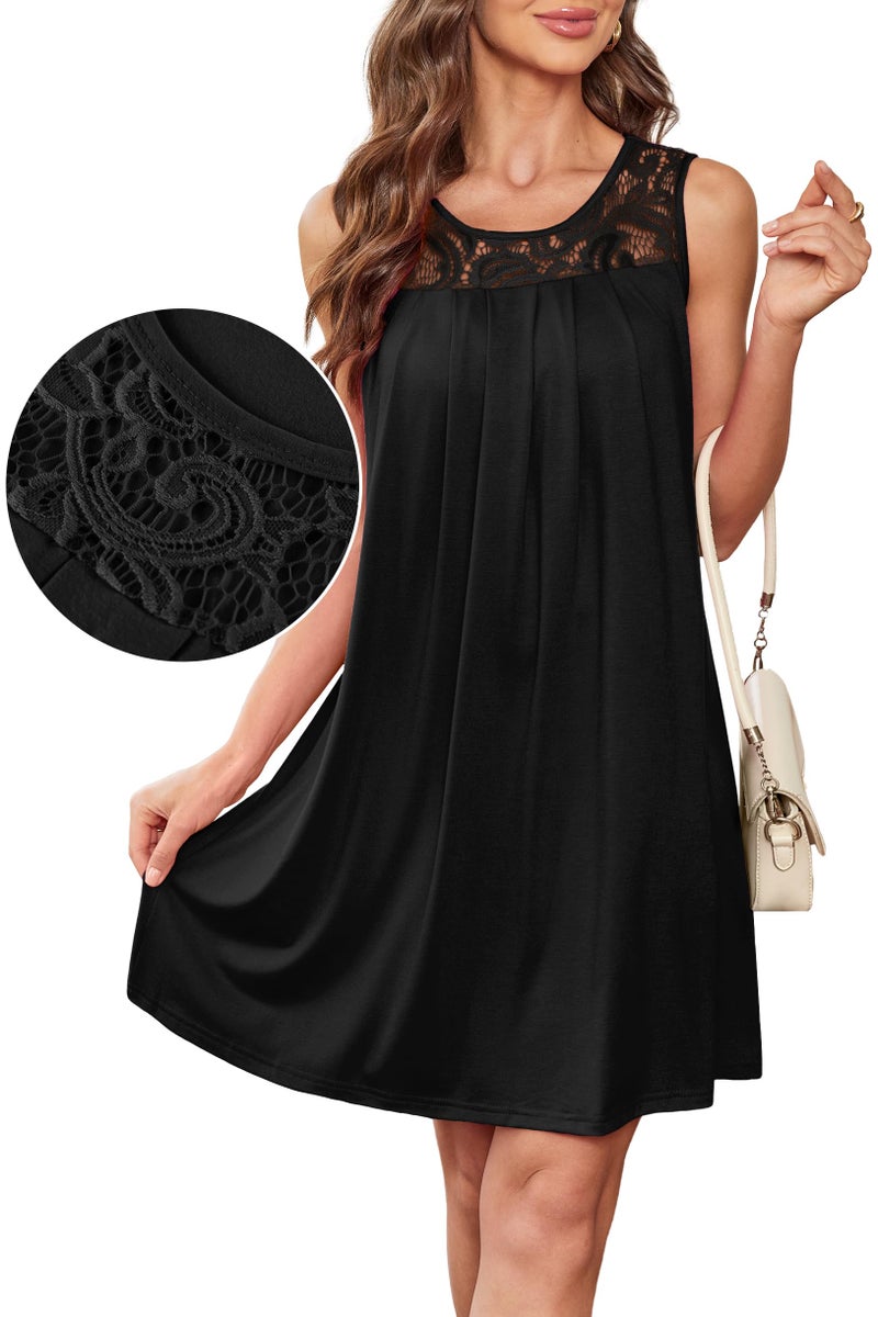 BKRIVE Summer Dresses for Women 2025 Sleeveless Sundress Beach Vacation Clothing Mini Dress Black L - Image 3