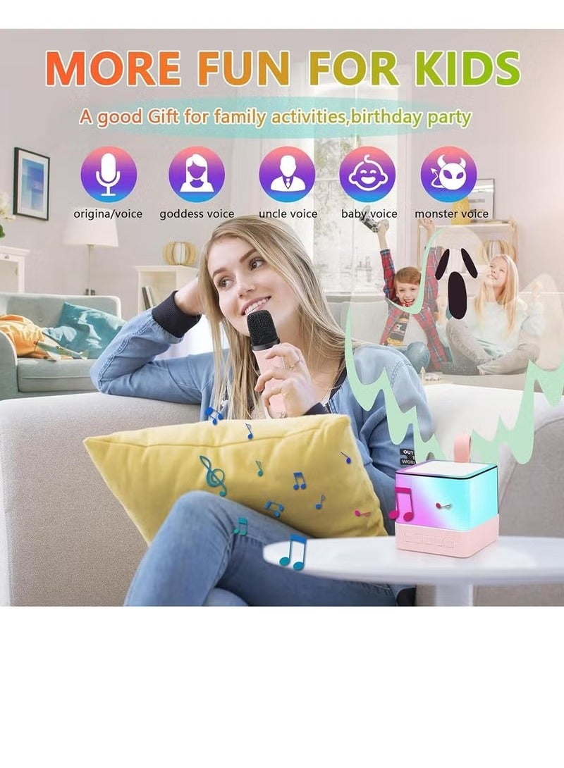 Mini Karaoke Machine Portable Bluetooth Speaker With Wireless Microphone Magic Voices And Colorful Led Lights Wireless Bluetooth Karaoke Microphon For For Kids And Adults Blue  - Image 3