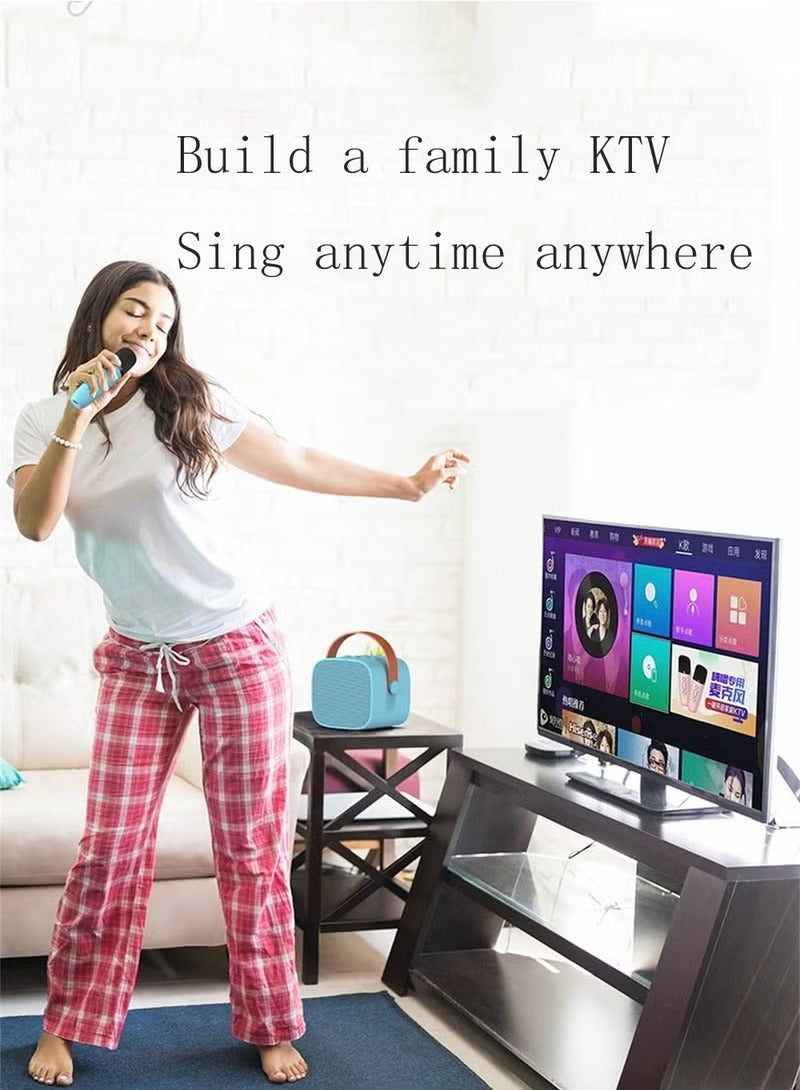 Mini Karaoke Machine Portable Bluetooth Speaker With Wireless Microphone Magic Voices And Colorful Led Lights Wireless Bluetooth Karaoke Microphon For For Kids And Adults Blue  - Image 5
