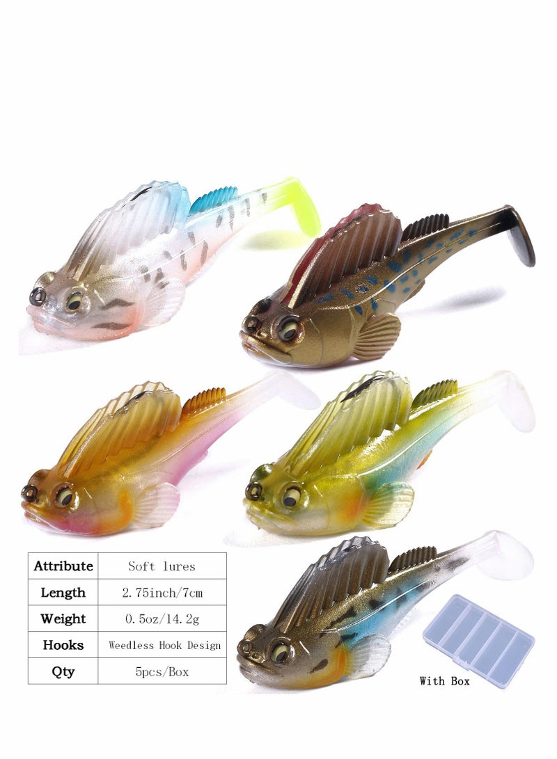 KASTWAVE Pre-Rigged Jig Head Fishing Lures, Soft Jointed Swimbaits for Bass Fishing, Great Weedless Bass Lures, Tadpole Lure with Spinner, Walleye Shad Baits, Fishing Jigs for Freshwater and Saltwater - Image 2