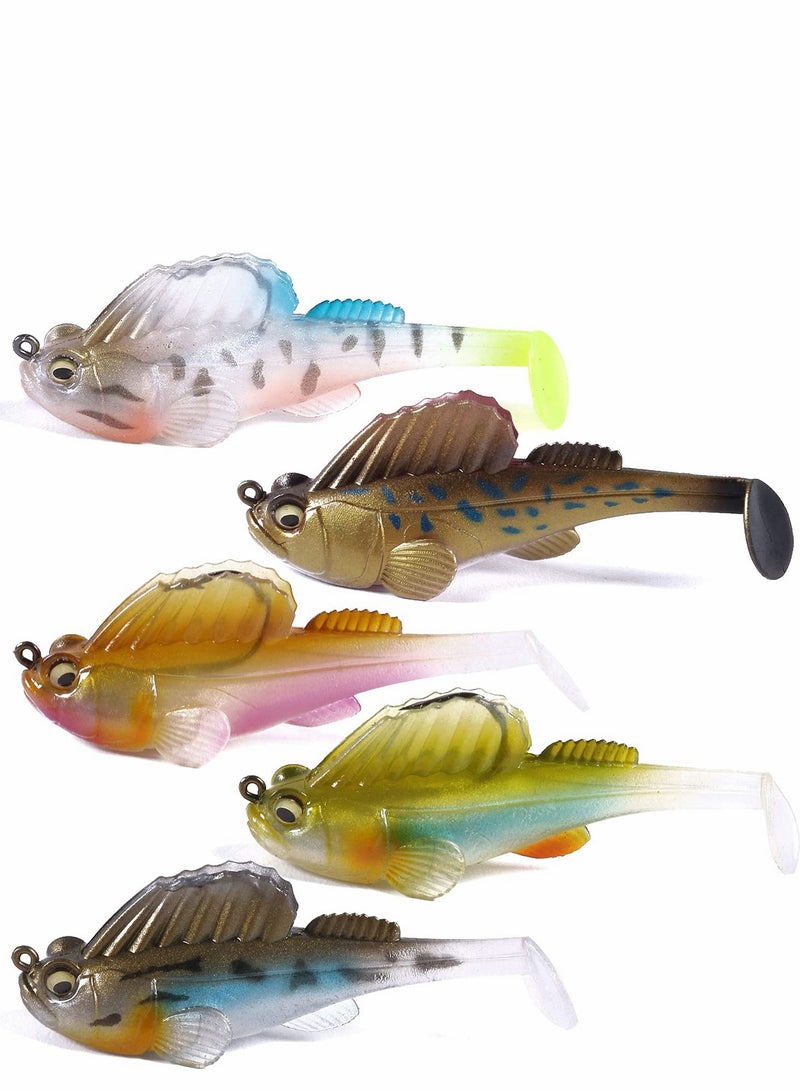 KASTWAVE Pre-Rigged Jig Head Fishing Lures, Soft Jointed Swimbaits for Bass Fishing, Great Weedless Bass Lures, Tadpole Lure with Spinner, Walleye Shad Baits, Fishing Jigs for Freshwater and Saltwater - Image 1