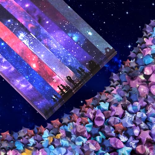 Hvogvok Origami Paper Stars, Colorful Handcraft Origami Lucky Star Paper DIY Paper Arts Creativity Hand Art Crafts (Starry sky gradual change(540) sheets) - Image 1