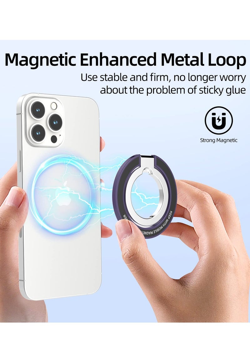 Excefore Magnetic Phone Ring Stand for MagSafe, Metal Adjustable Dual Ring Magnetic Phone Grip Holder, Compatible with iPhone 12/13/14 Series(Dark Purple) - Image 4