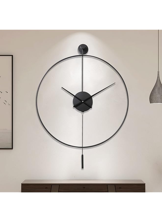 The Bros ساعة حائط زخرفية كلاسيكية كبيرة مع بندول، ساعات حائط معدنية حديثة غير مزعجة وصامتة لغرفة المعيشة، غرفة النوم، الدراسة، المكتب، 20 بوصة - Image 1