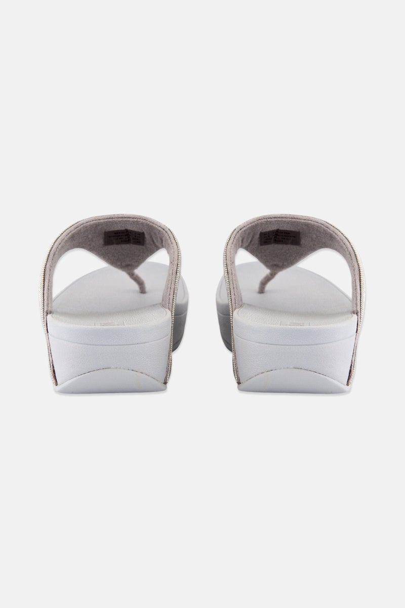 FitFlop Women Lottie Shimmermesh Slip On Sandals, Grey/Silver  - Image 4