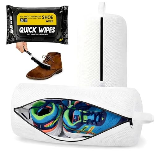 PulGos Pack-2 Shoe Washing Machine Bag – 3-in-1 Cleaning Solution with Multipurpose Brush & Quick Cleaning Wipes, Reusable Laundry Shoes Bag for Washer & Dryer, Durable Zipper, 360° Deep Cleaning - Image 1
