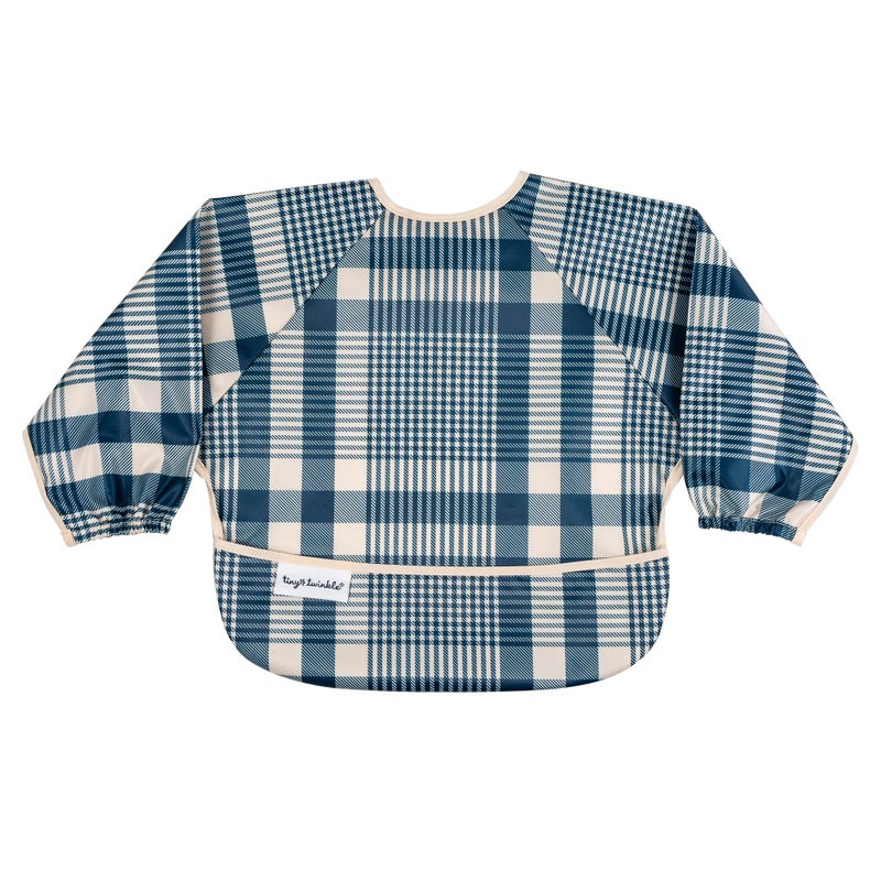 Tiny Twinkle Long Sleeve Bib for Babies & Toddlers | Waterproof Smock Bib for Eating | Machine Washable & Mess-Proof Feeding Essentials | Newborn Shower Gift (Gingham, Small 6-24 Months) - Image 1