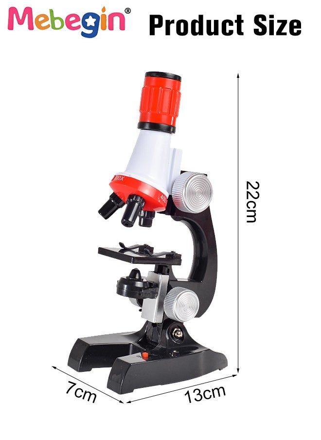 MEBEGIN - 10 Pcs Microscope Kit, Beginner Metal Microscope Kit with 4 Pcs Microscope Slides, Complete Science Kit, Laboratory and Esperiment Kit with 1200X Microscope, Educational and Scientific Toys for Kids Aged 8+, 2 AA Batteries Required(Not Included), 7*13*22cm - Image 1