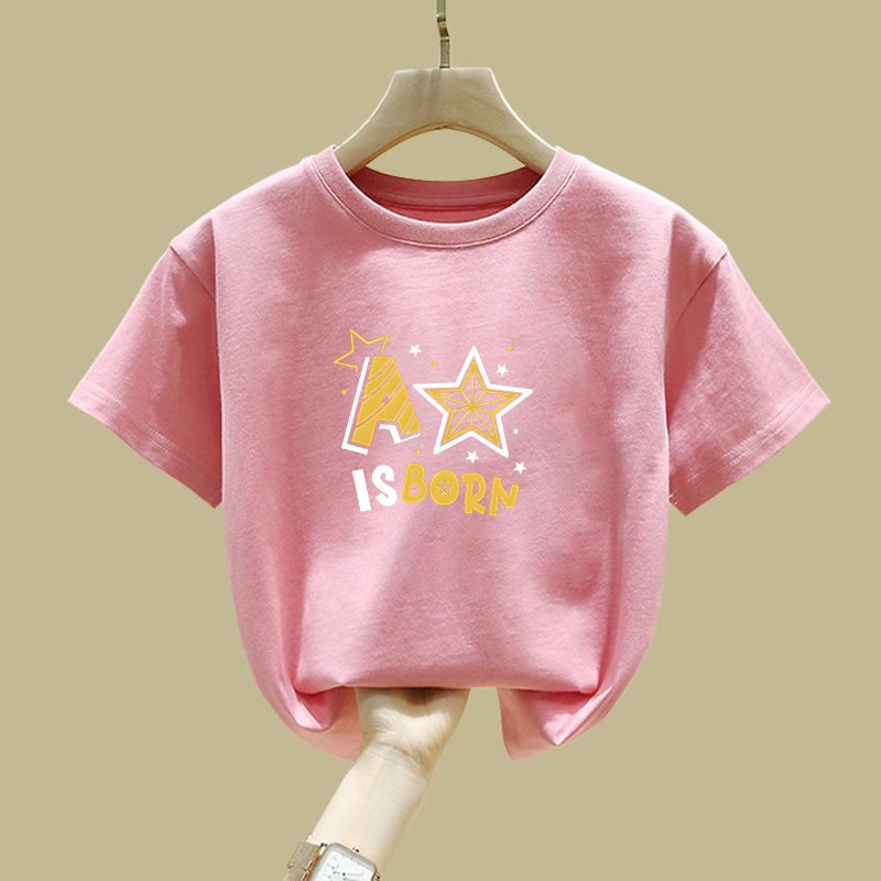 2436# Children'S Cotton Short-Sleeved Summer T-Shirt Girls' New Korean-Style White Western-Style All-Match Thin T-Shirt - Image 4