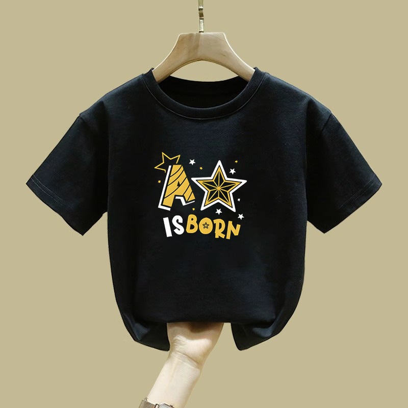 2436# Children'S Cotton Short-Sleeved Summer T-Shirt Girls' New Korean-Style White Western-Style All-Match Thin T-Shirt - Image 3