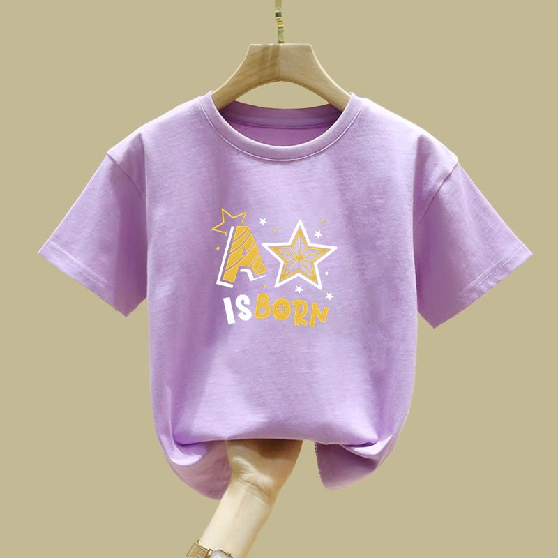 2436# Children'S Cotton Short-Sleeved Summer T-Shirt Girls' New Korean-Style White Western-Style All-Match Thin T-Shirt - Image 5