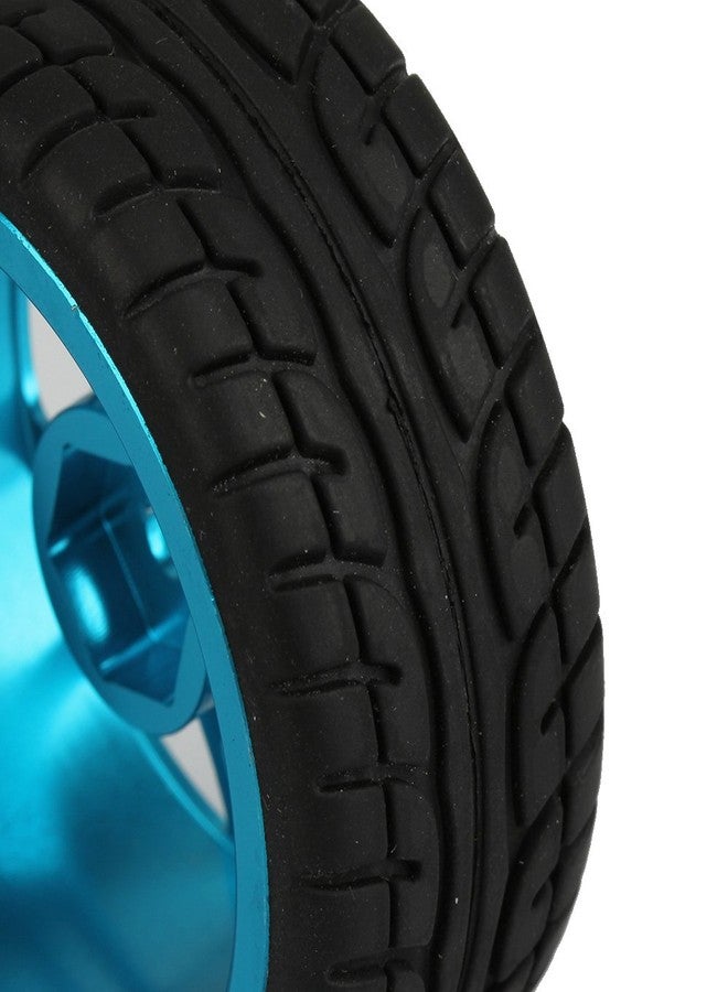 Mxfans 4Pcs Plastic Tires & Blue 10-Spokes Aluminum Wheel Rims for RC 1:10 On-Road Car - Image 5