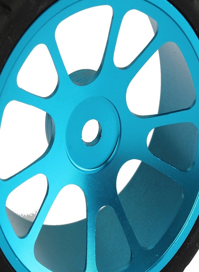Mxfans 4Pcs Plastic Tires & Blue 10-Spokes Aluminum Wheel Rims for RC 1:10 On-Road Car - Image 4