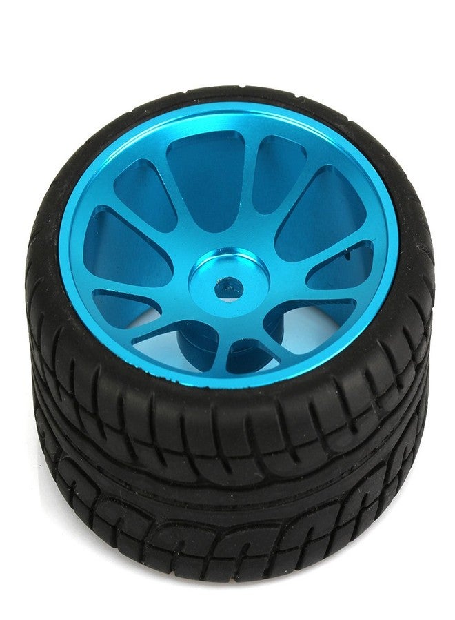 Mxfans 4Pcs Plastic Tires & Blue 10-Spokes Aluminum Wheel Rims for RC 1:10 On-Road Car - Image 3