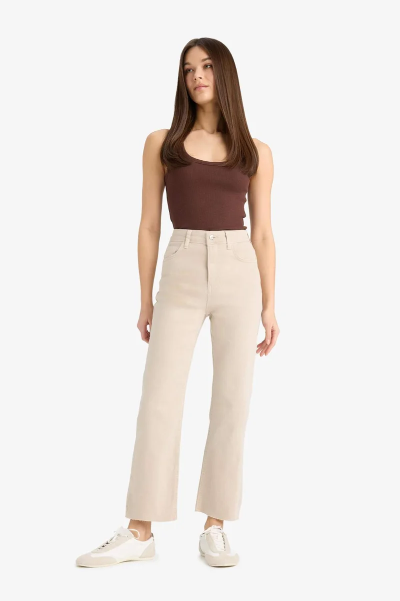 Defacto Flare Fit High Waist Crop Jeans