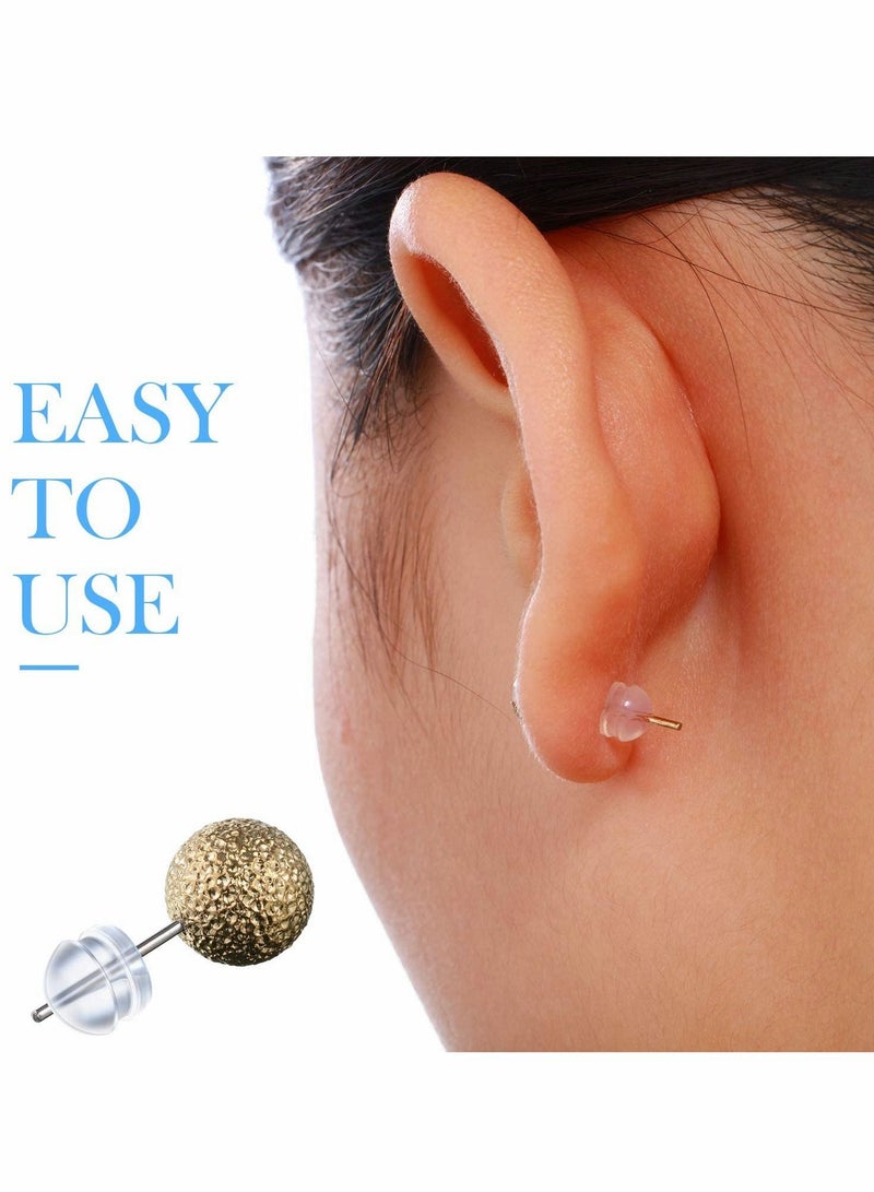 Excefore 100 Pcs Earring Backs, Hamburger Shaped Earring Safety Backs Secure Locking Earring Backs Silicone Earring Backs Stopper for Jewelry Accessories Supplies - Image 2