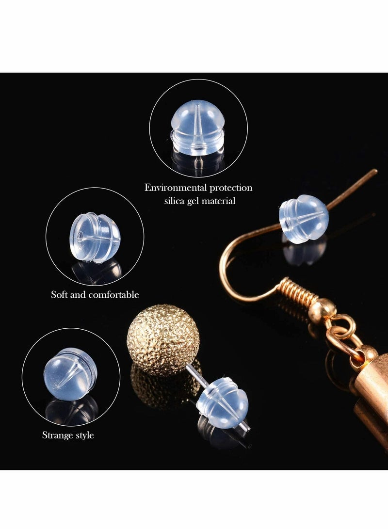 Excefore 100 Pcs Earring Backs, Hamburger Shaped Earring Safety Backs Secure Locking Earring Backs Silicone Earring Backs Stopper for Jewelry Accessories Supplies - Image 3