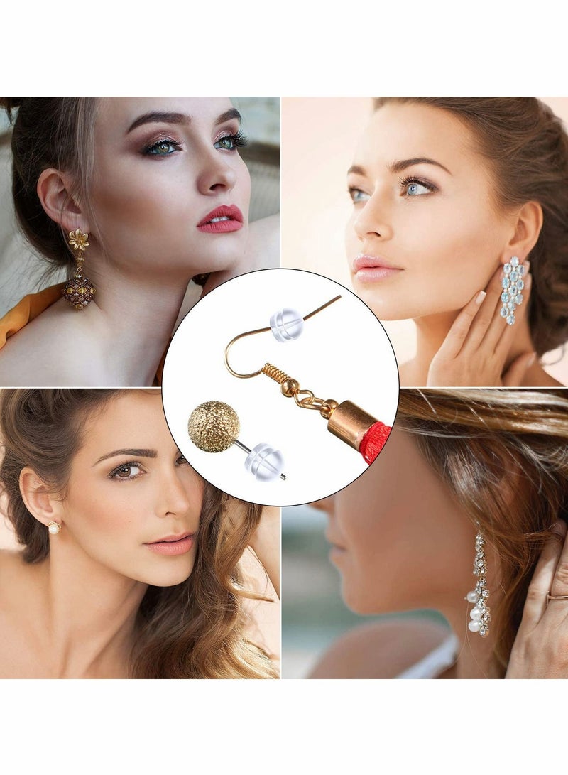 Excefore 100 Pcs Earring Backs, Hamburger Shaped Earring Safety Backs Secure Locking Earring Backs Silicone Earring Backs Stopper for Jewelry Accessories Supplies - Image 4
