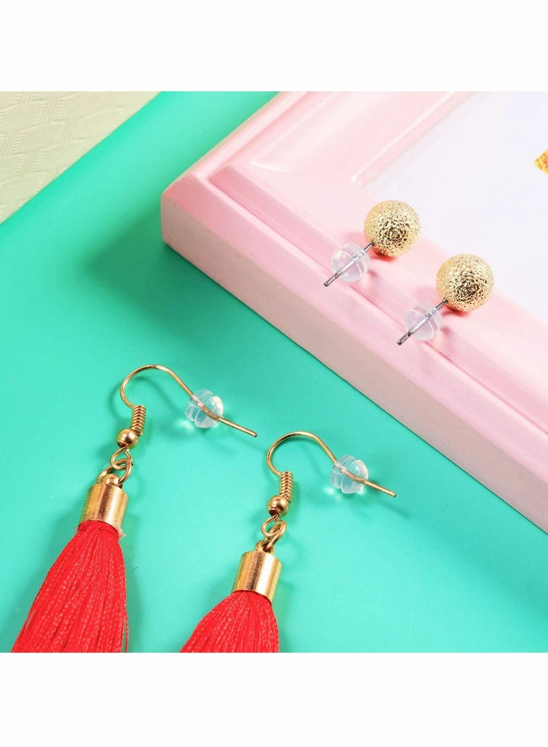 Excefore 100 Pcs Earring Backs, Hamburger Shaped Earring Safety Backs Secure Locking Earring Backs Silicone Earring Backs Stopper for Jewelry Accessories Supplies - Image 5