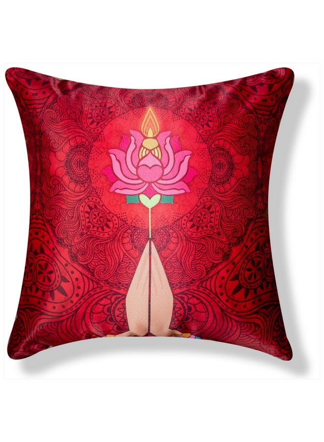 Vendola Decorative Satin 250TC Sofa Cushion Pillow Covers, Multicolor, Set of 5 Ethnic Cushion Covers(Namaskar,20x20 Inches) - Image 5