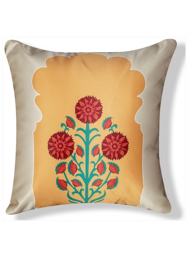 Vendola Decorative Satin 250TC Sofa Cushion Pillow Covers, Multicolor, Set of 5 Ethnic Cushion Covers(Namaskar,20x20 Inches) - Image 4