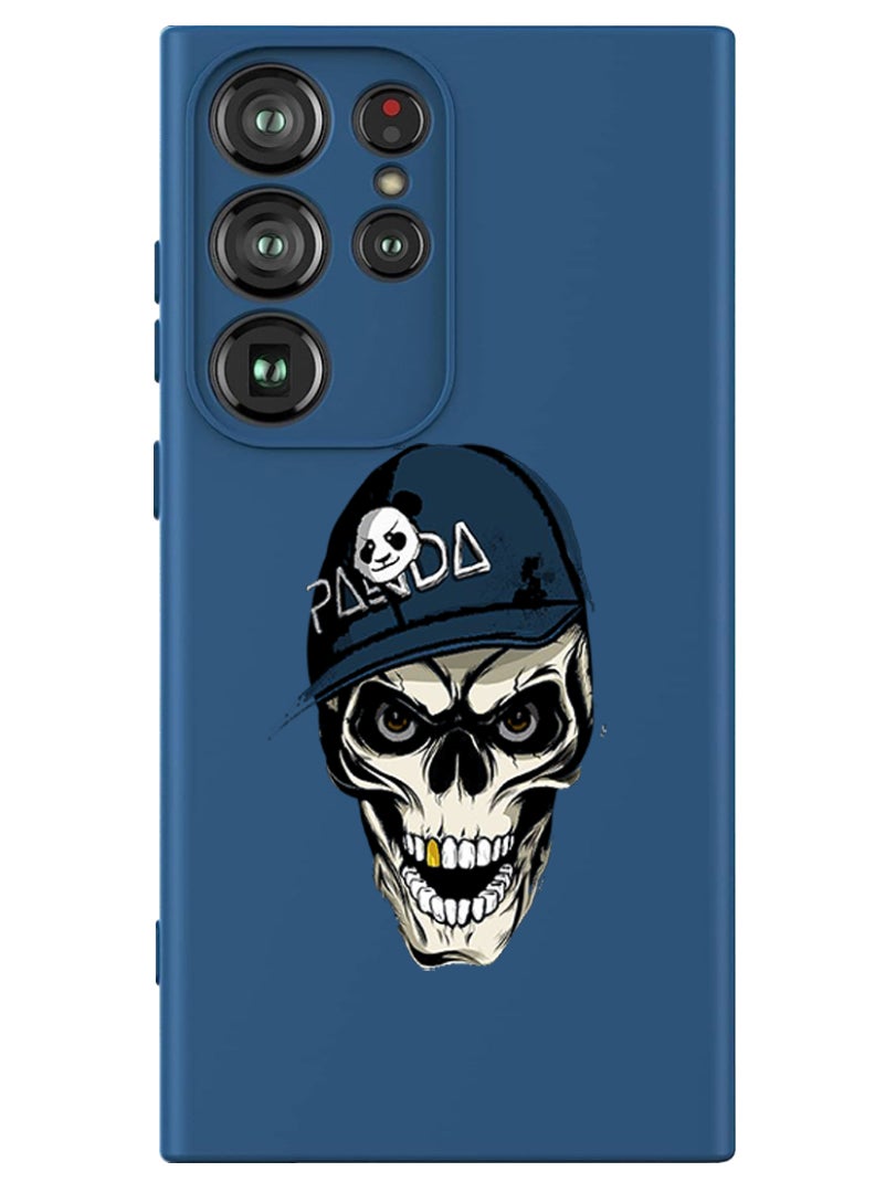 Theodor Protective Slim Fit Case Liquid Silicone Cover with Full Body Protection Anti-Scratch Shockproof Case For Samsung Galaxy S24 Ultra (Blue) - Panda skull - Image 1