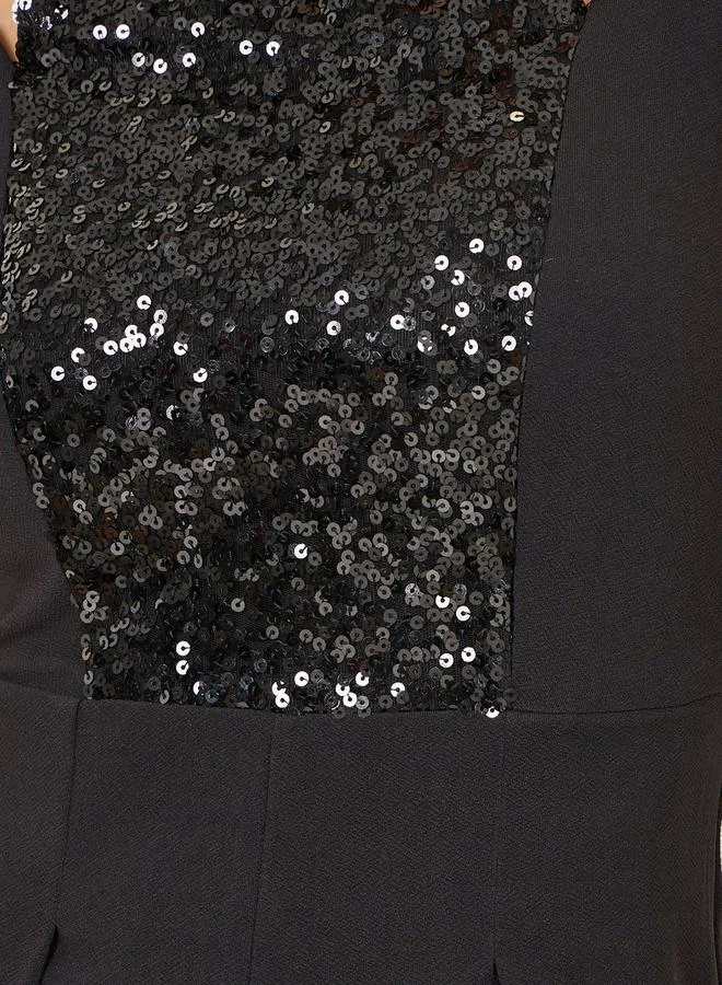 ستايلي Sequin Cut Out Detail Neck Wide Leg Jumpsuit