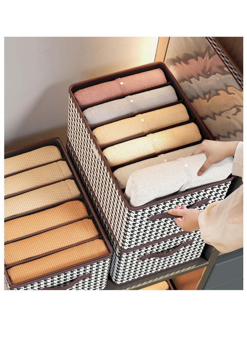 3 PCS Cloth Storage Box, 7 Grids Clothes Organizer with Transparent Cover, Foldable Closet Storage Organizer for Clothes, Jeans, Sweater, Scarf  - Image 2