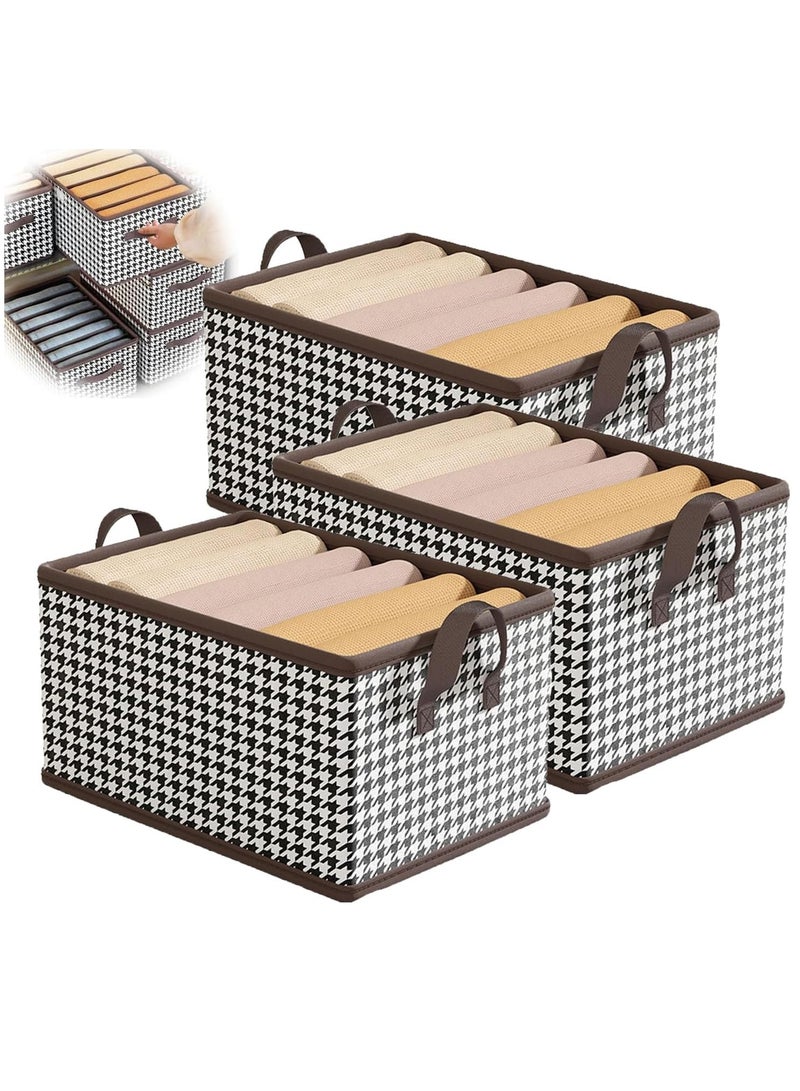 3 PCS Cloth Storage Box, 7 Grids Clothes Organizer with Transparent Cover, Foldable Closet Storage Organizer for Clothes, Jeans, Sweater, Scarf  - Image 1