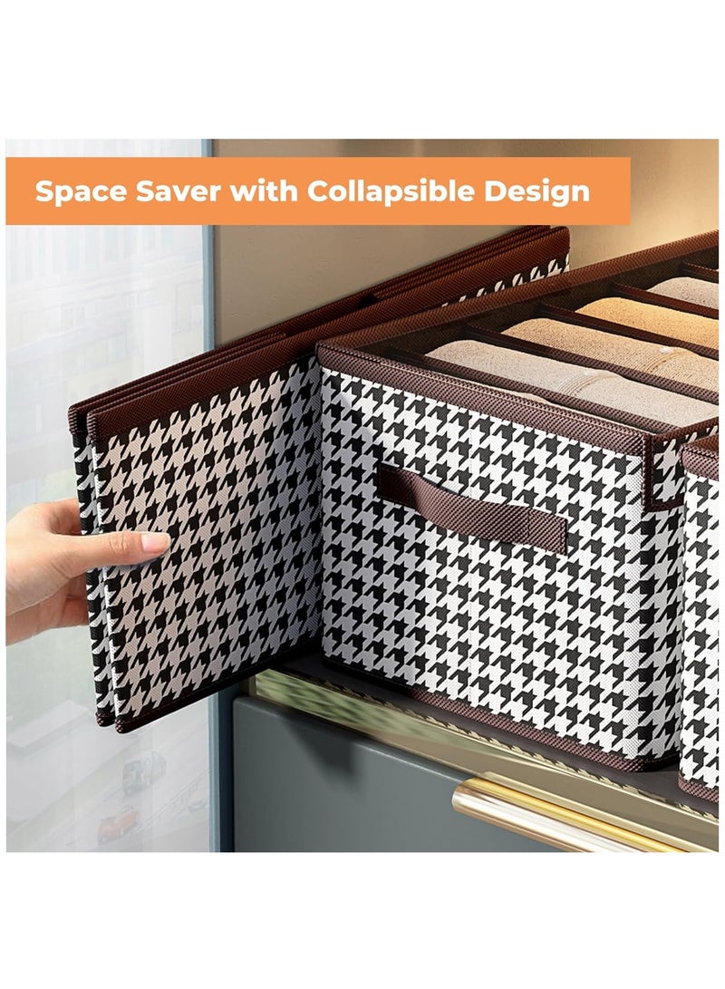 3 PCS Cloth Storage Box, 7 Grids Clothes Organizer with Transparent Cover, Foldable Closet Storage Organizer for Clothes, Jeans, Sweater, Scarf  - Image 3
