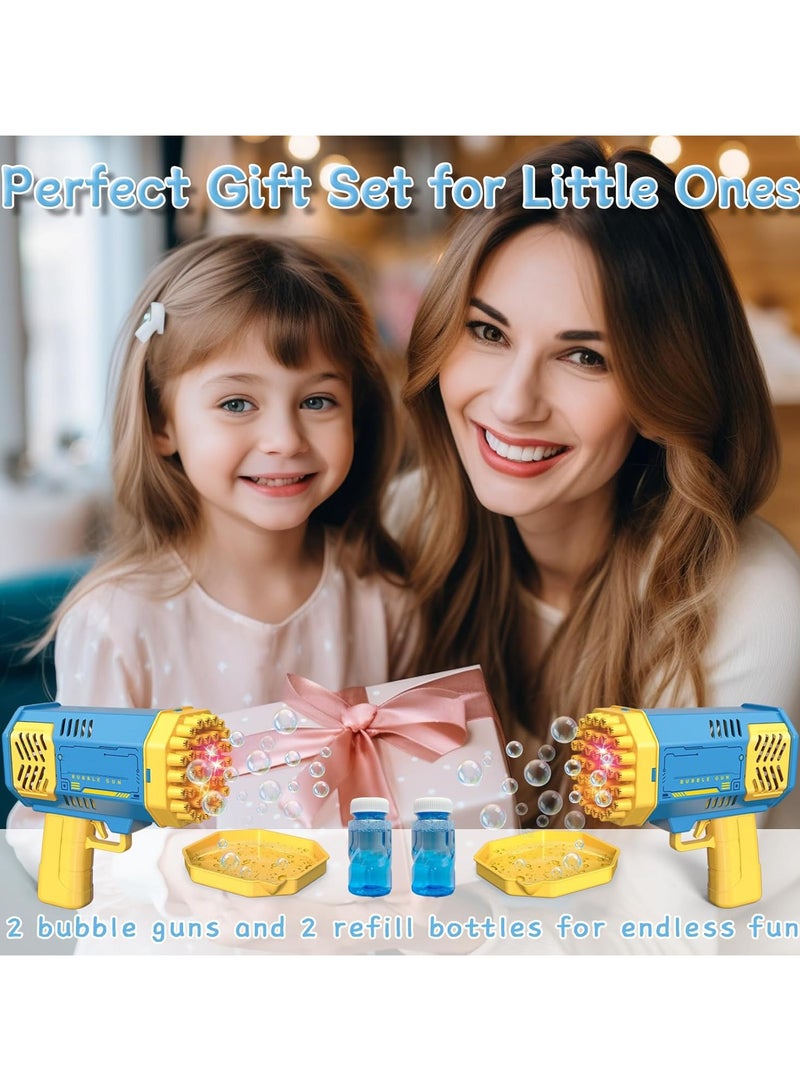 2 Set Bubble Gun for Kids, 40-Hole Light Up Rocket Bubble Machine for Toddlers 1-3, Blue Bubble Blaster Maker, Party Favors Toys  - Image 2