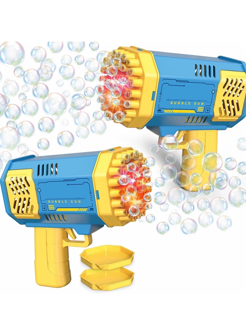 2 Set Bubble Gun for Kids, 40-Hole Light Up Rocket Bubble Machine for Toddlers 1-3, Blue Bubble Blaster Maker, Party Favors Toys  - Image 1