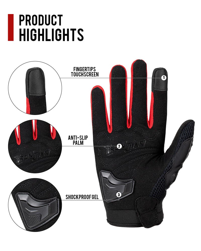 BORLENI قفازات موتوسيكل بورليني مع شاشة تعمل باللمس للرجال والنساء مع حشوة وحماية من الكوع للدراجات النارية والدراجات الرباعية والمشي والتسلق - Image 4