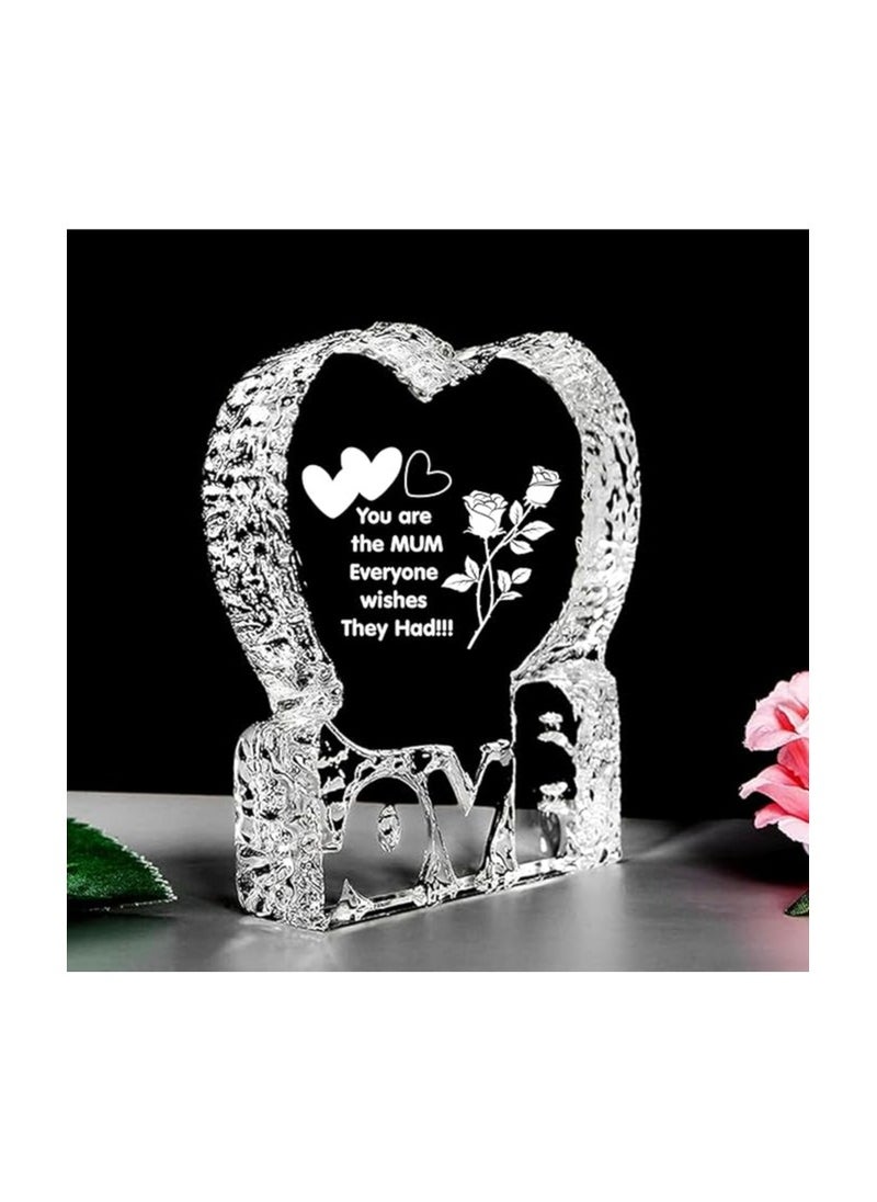 PRINTSHOP4ME - Mother’s Day Heart Shape Crystal Gift-Gift From Daughter,Son And Husband To Mom-Birthday Gift For Mom Or Grandmother-Love Engraved Crystal - Image 1