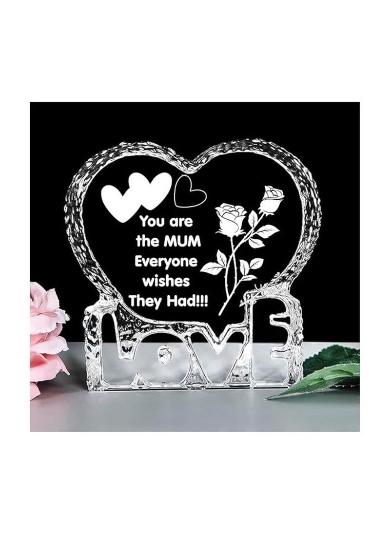 PRINTSHOP4ME - Mother’s Day Heart Shape Crystal Gift-Gift From Daughter,Son And Husband To Mom-Birthday Gift For Mom Or Grandmother-Love Engraved Crystal - Image 1