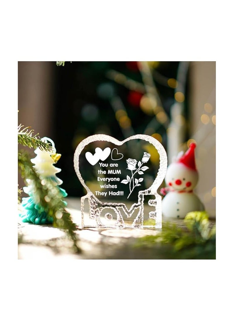 PRINTSHOP4ME - Mother’s Day Heart Shape Crystal Gift-Gift From Daughter,Son And Husband To Mom-Birthday Gift For Mom Or Grandmother-Love Engraved Crystal - Image 1