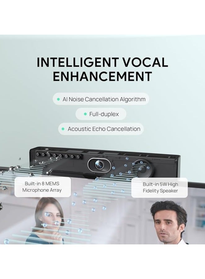 Yealink MeetingBar A10 Conference Room Webcam 4K 120° Wide Angle Camera with Android OS, Video Conferencing System with Microphone and Speaker, AI Speaker Tracking, Auto Framing, Teams Zoom Certified - Image 4