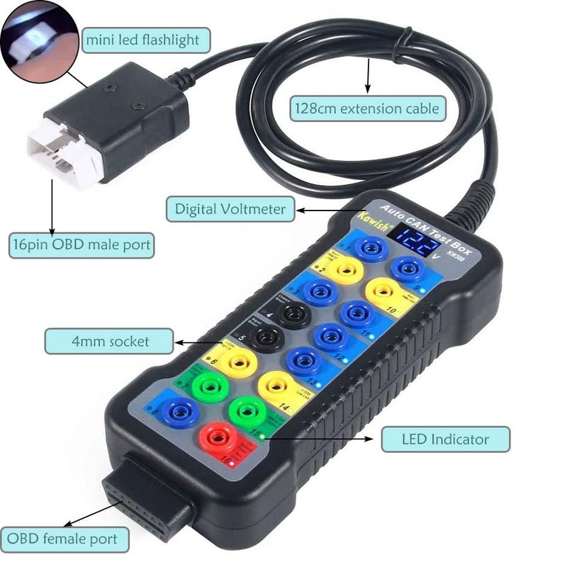 KAWISH OBD2 Breakout Box Auto OBDII Protocol Detector 16-Pin CAN Bus Test Breakout Box with LCD Display for OBDII Protocol Communication Detection/ECU Tool - Image 5