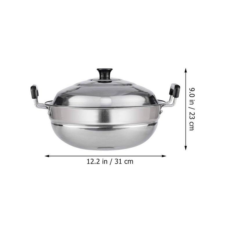1 Set Stainless Steel Steamer Cooking Pan Steaming Cookware Food Steamer Cooking Pot - Image 3