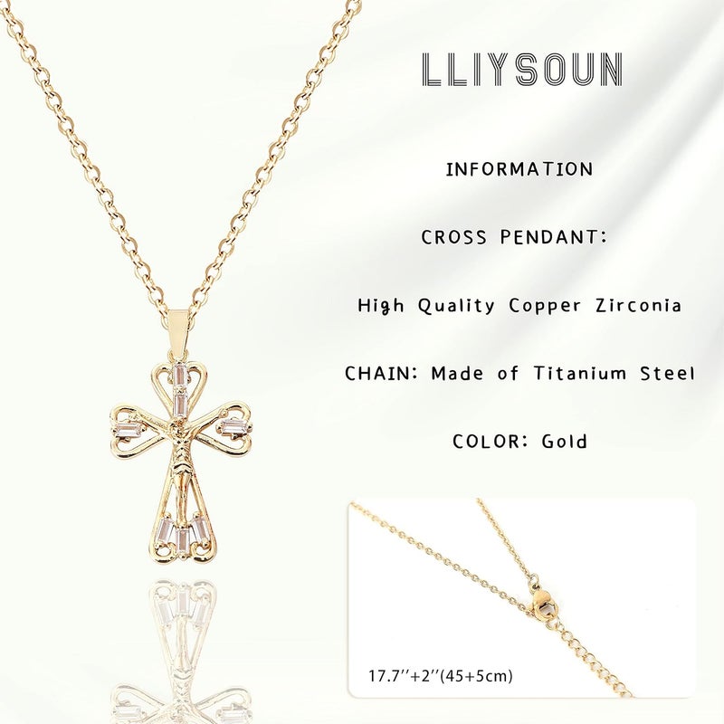 LLIYSOUN Cross Pendant Necklace for Women Jewelry Gold Cross Necklaces Gifts for Women Girl Cross Necklace Minimalist Trendy Jewelry Valentines Day Gifts - Image 3